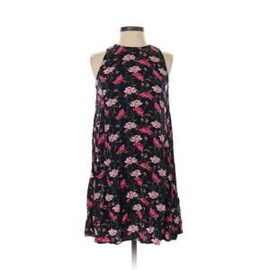 Old Navy XS Shift Dress Navy Pink Floral Print 100% Rayon Grunge Babydoll